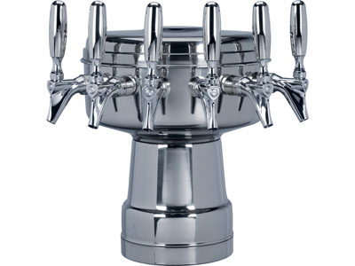 six tap tower, six faucet, Tower, tube, straight, ribbed, chrome, Stainless steel