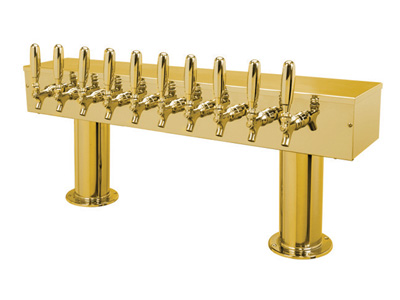 Double Ped 4" - 10T PVD Brass Draught Beer Tower
