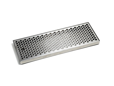 25 "  X 5"  X 1 1/8"   Stainless Steel drip tray with SS perforated spill grate
