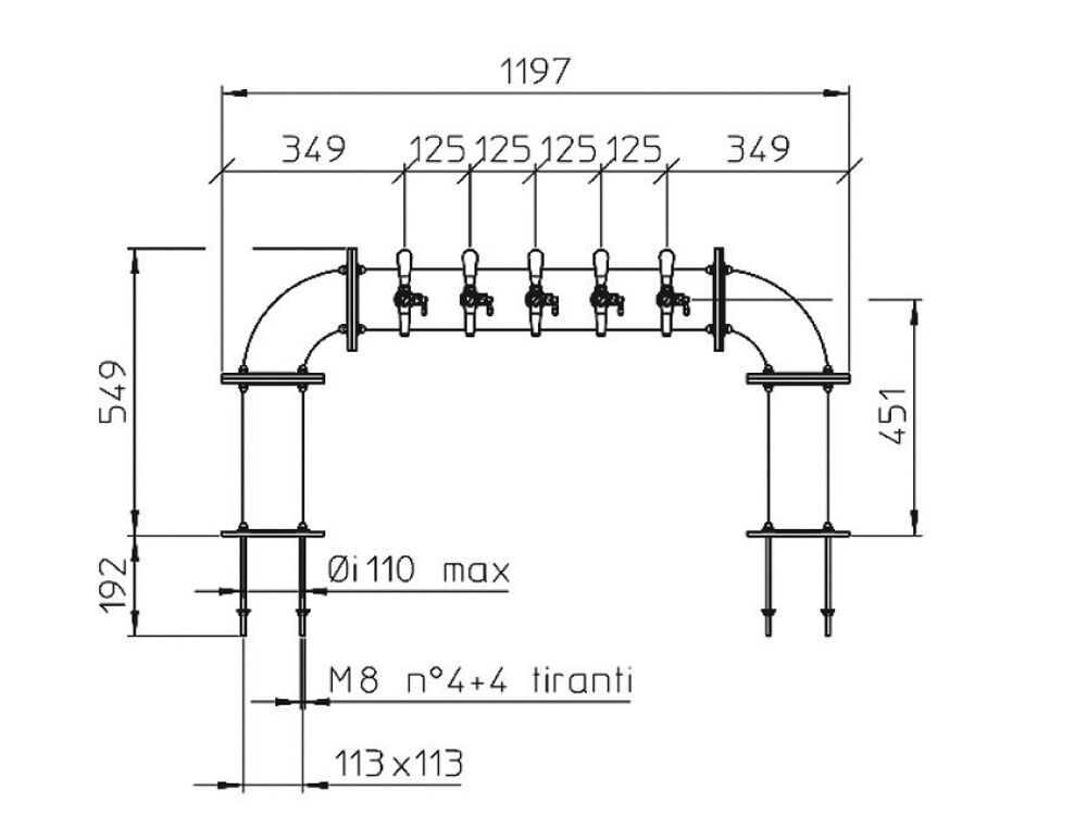 Brauhaus Bridge Style 5 Tap SS